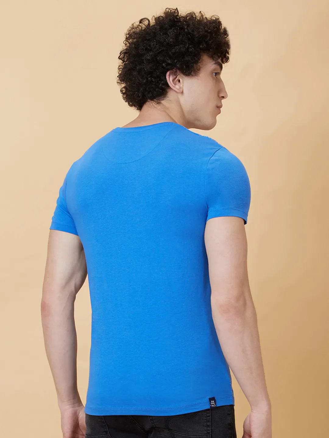 Blue Regular Fit Men's Short Sleeves T-Shirt by Being Human Clothing - Image 3