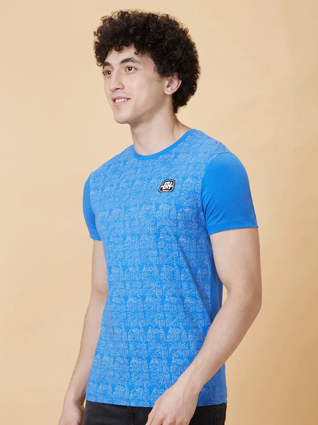 Blue Regular Fit Men's Short Sleeves T-Shirt by Being Human Clothing - Image 4