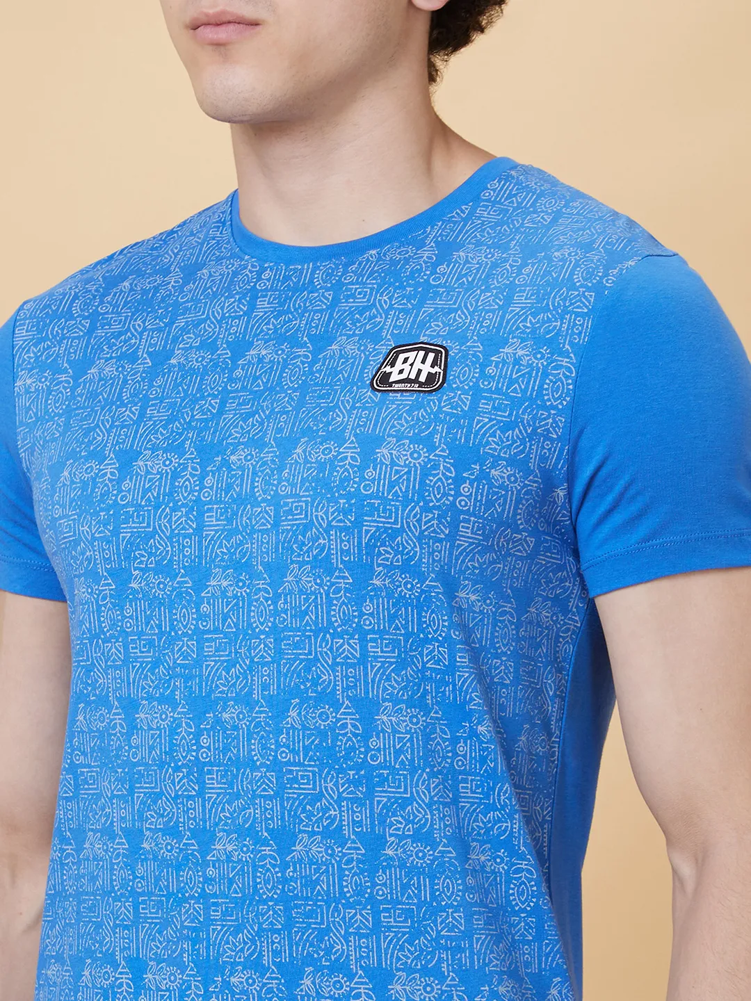 Blue Regular Fit Men's Short Sleeves T-Shirt by Being Human Clothing - Image 5