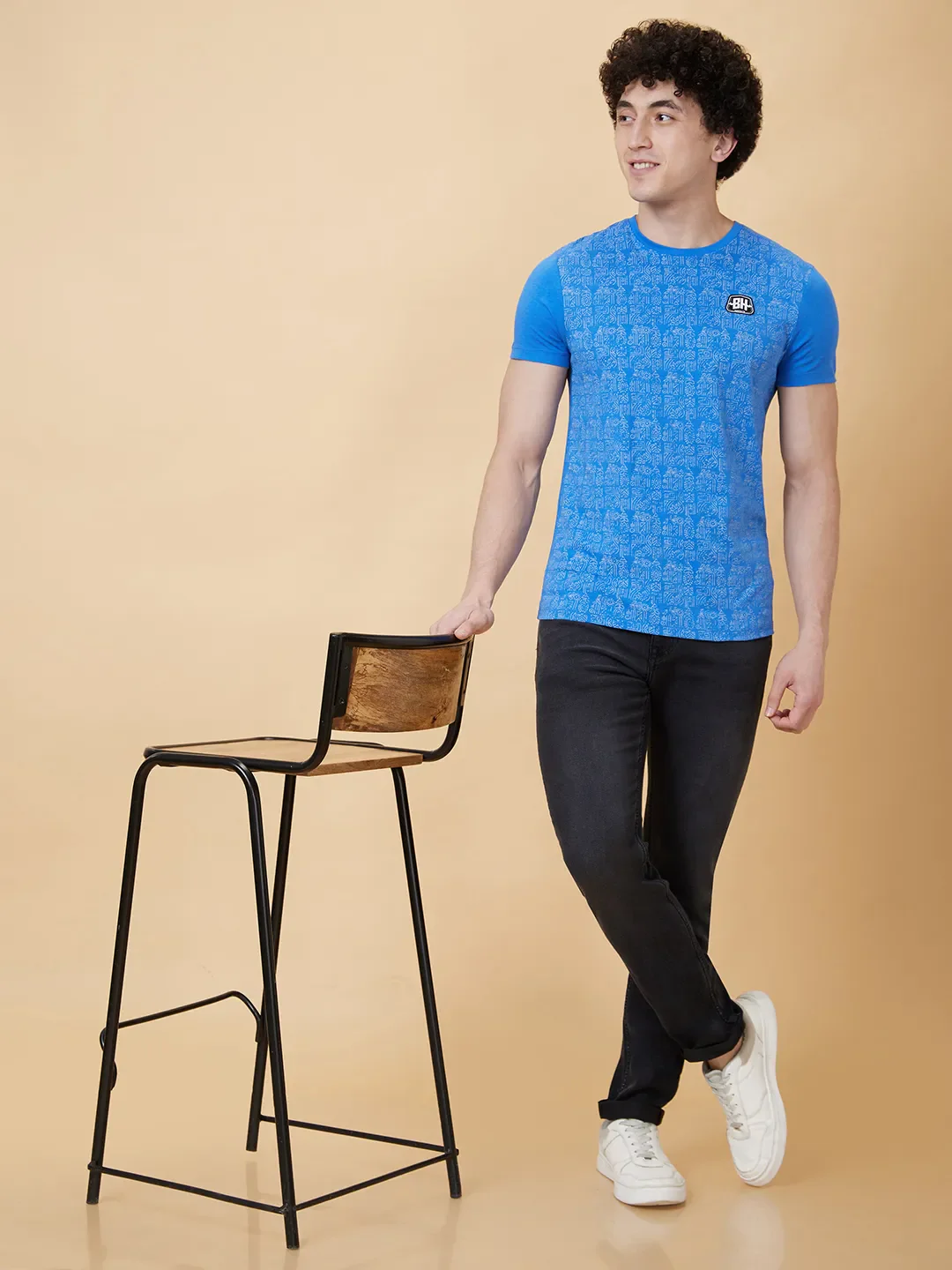 Blue Regular Fit Men's Short Sleeves T-Shirt by Being Human Clothing - Image 6