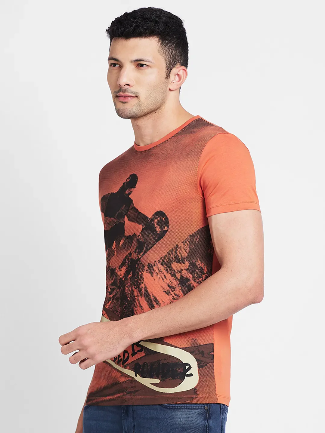 Orange Regular Fit Men's Short Sleeves T-Shirt by Being Human Clothing - Image 4