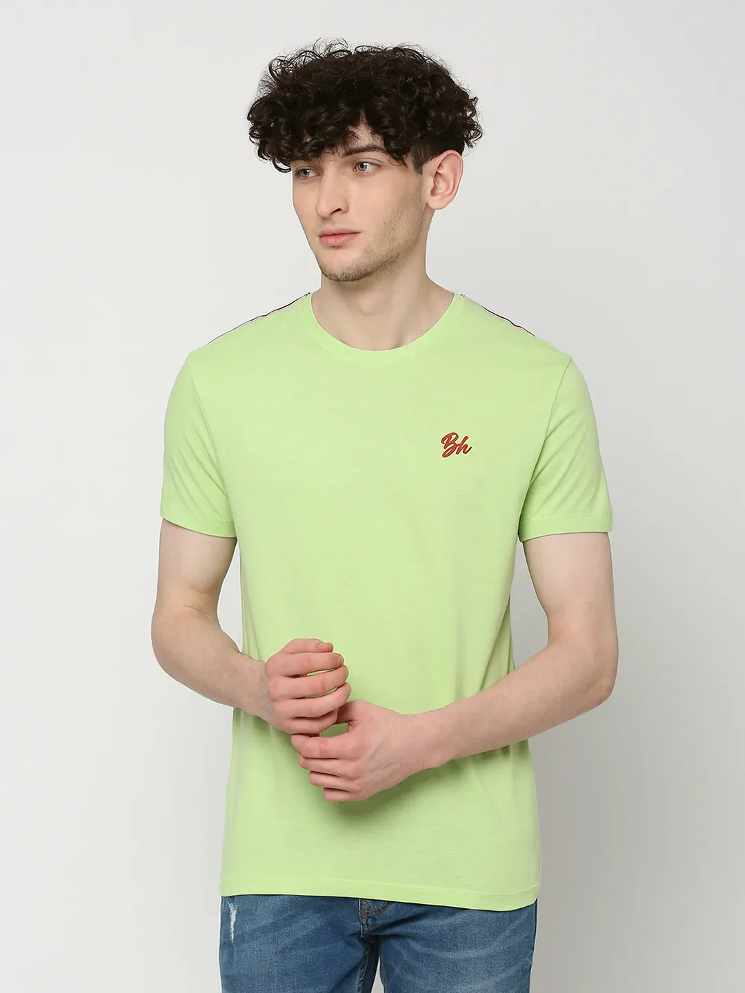 Green Regular Fit Men's Short Sleeves T-Shirt by Being Human Clothing