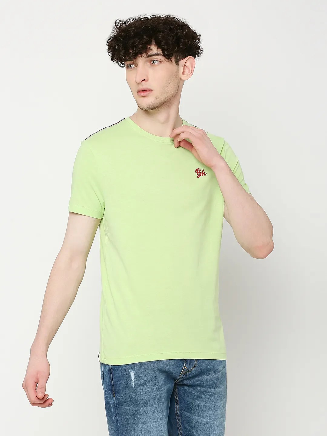 Green Regular Fit Men's Short Sleeves T-Shirt by Being Human Clothing - Image 3