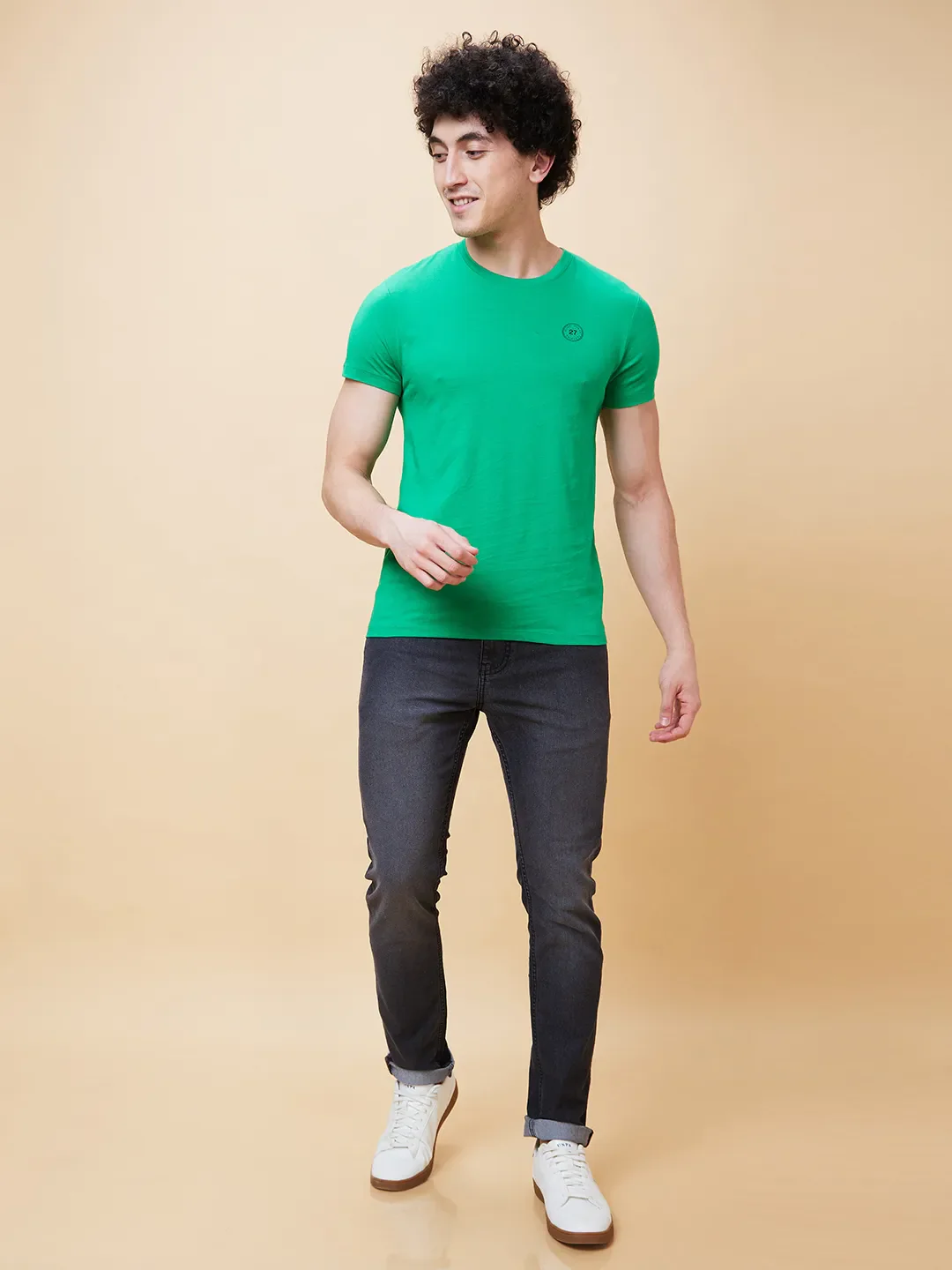 Green Regular Fit Men's Short Sleeves T-Shirt by Being Human Clothing - Image 2