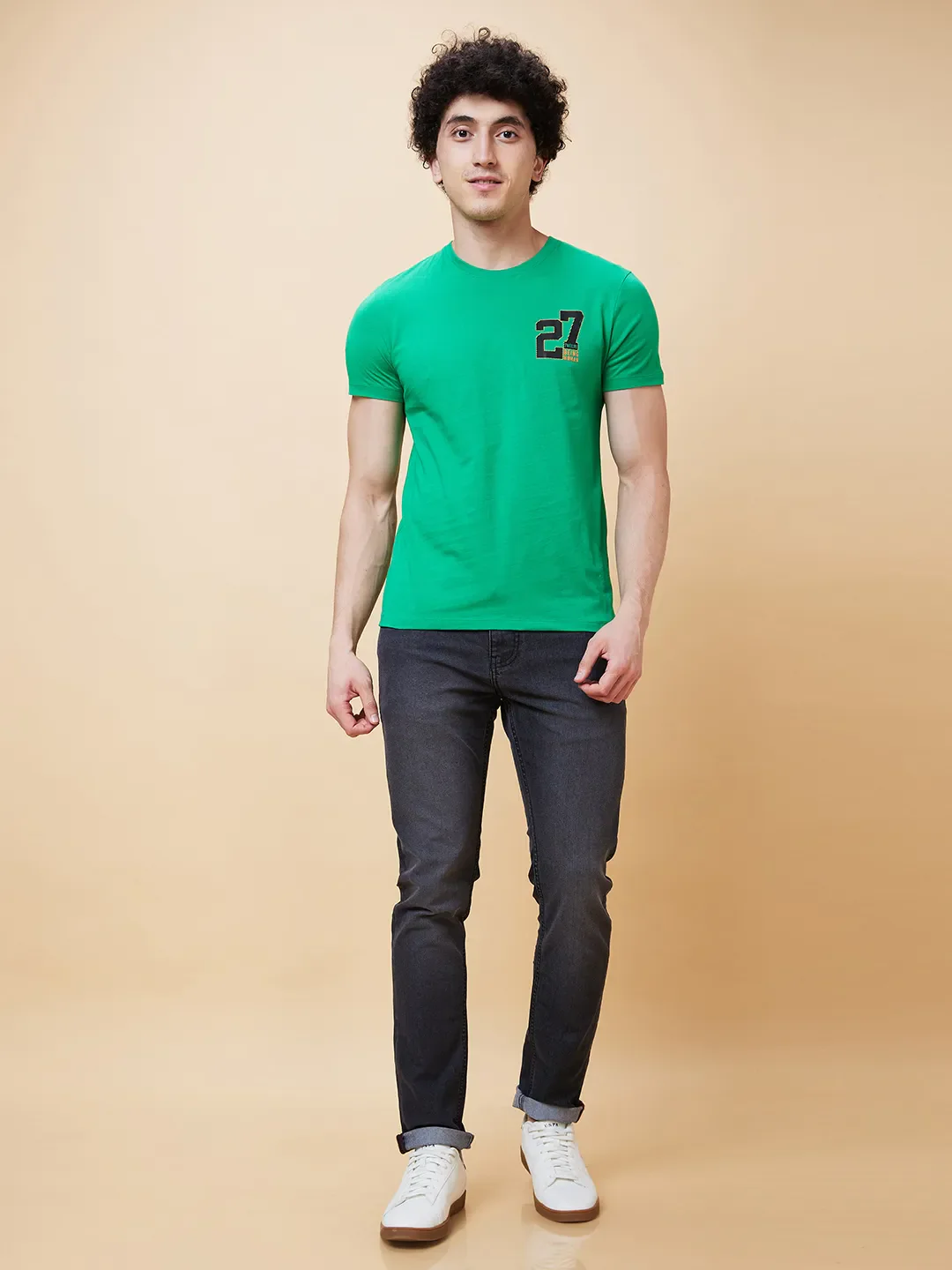 Green Regular Fit Men's Short Sleeves T-Shirt by Being Human Clothing - Image 2