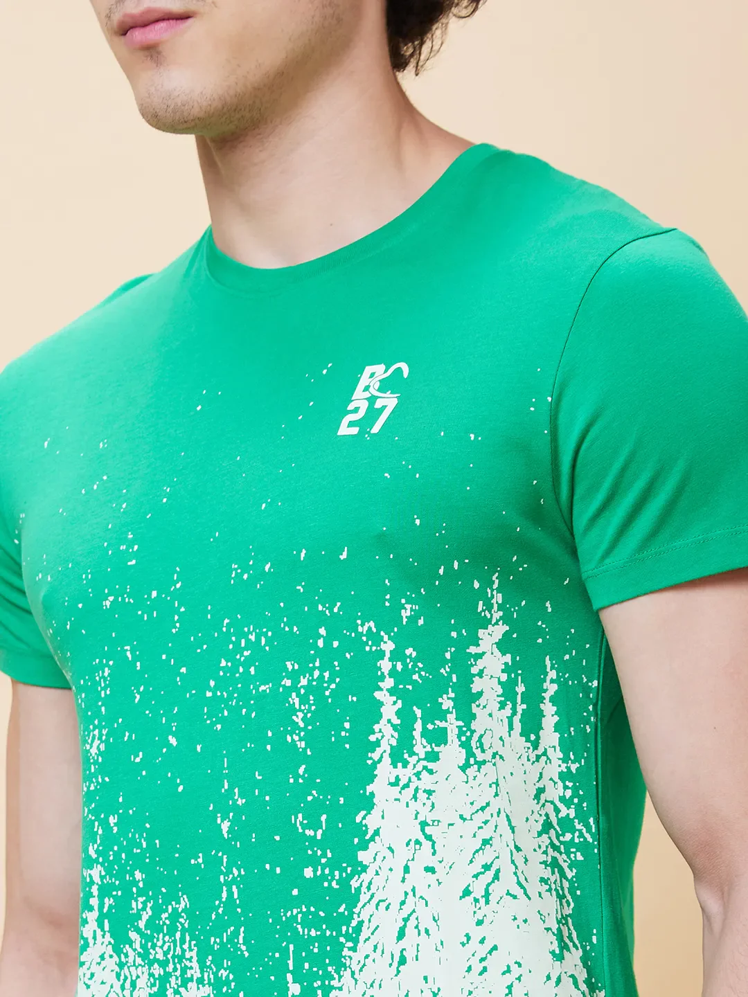 Green Regular Fit Men's Short Sleeves T-Shirt by Being Human Clothing - Image 5