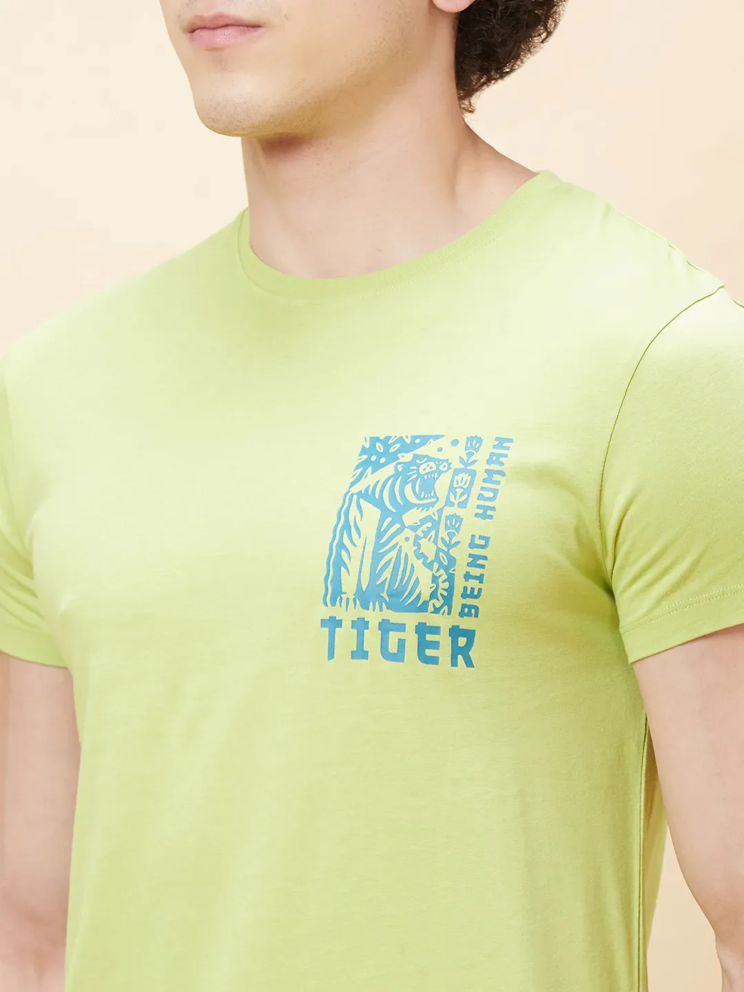 Green Regular Fit Men's Short Sleeves T-Shirt by Being Human Clothing - Image 2