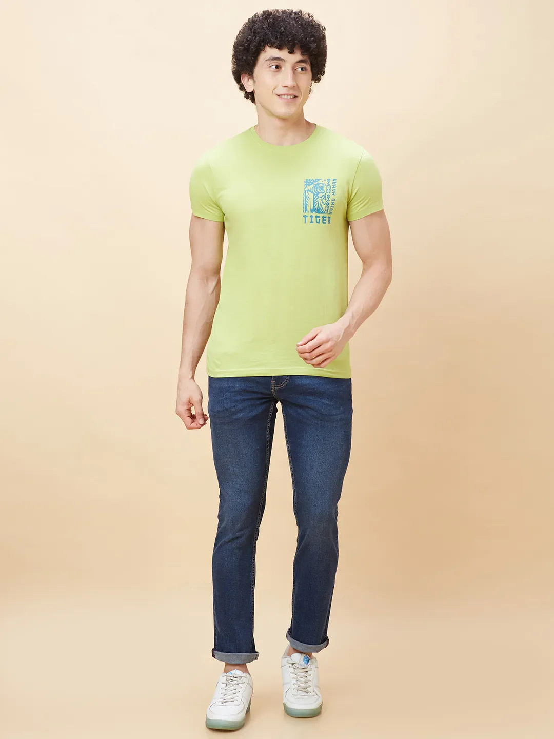 Green Regular Fit Men's Short Sleeves T-Shirt by Being Human Clothing - Image 5