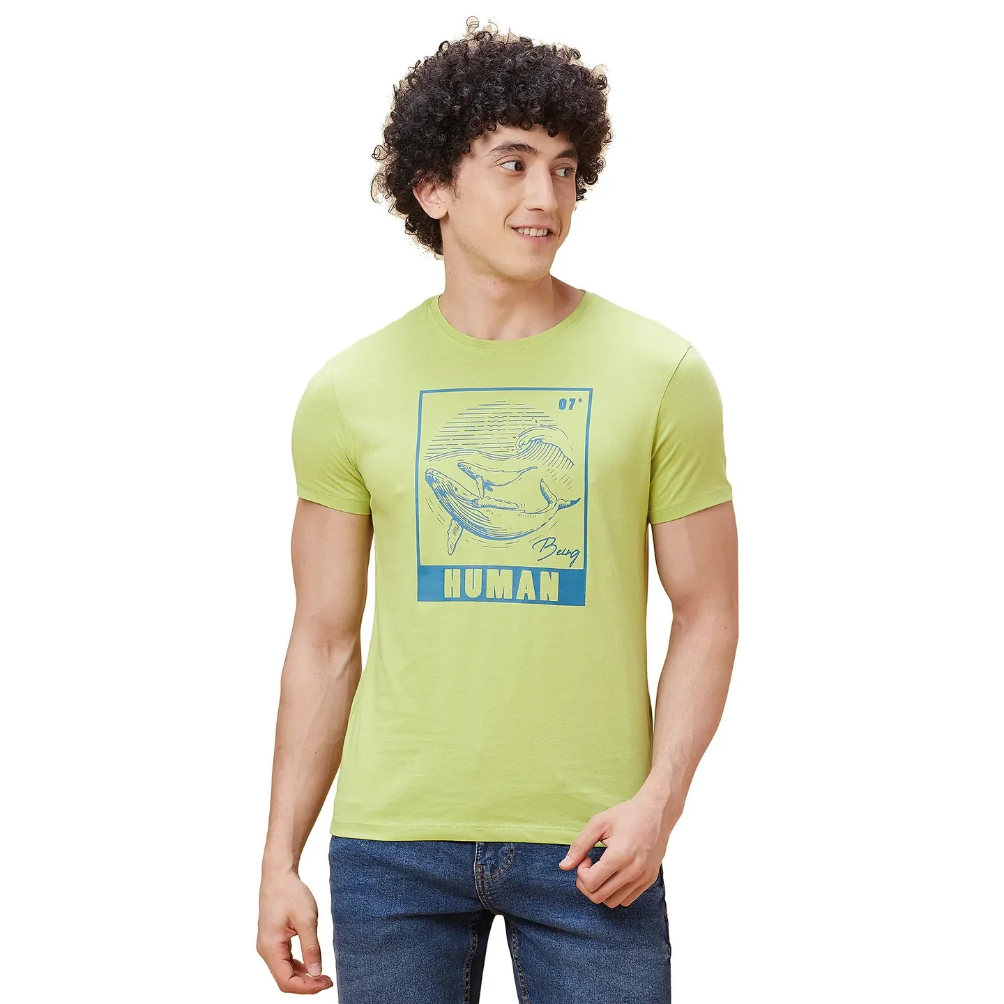 Green Regular Fit Men's Short Sleeves T-Shirt by Being Human Clothing