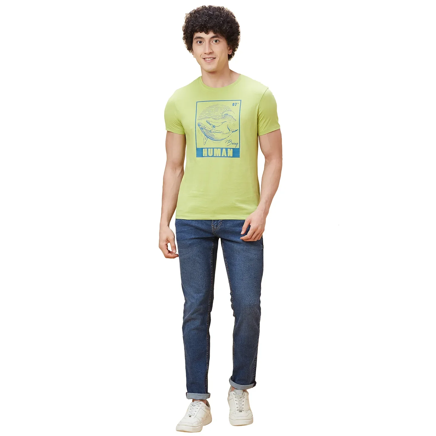 Green Regular Fit Men's Short Sleeves T-Shirt by Being Human Clothing - Image 2