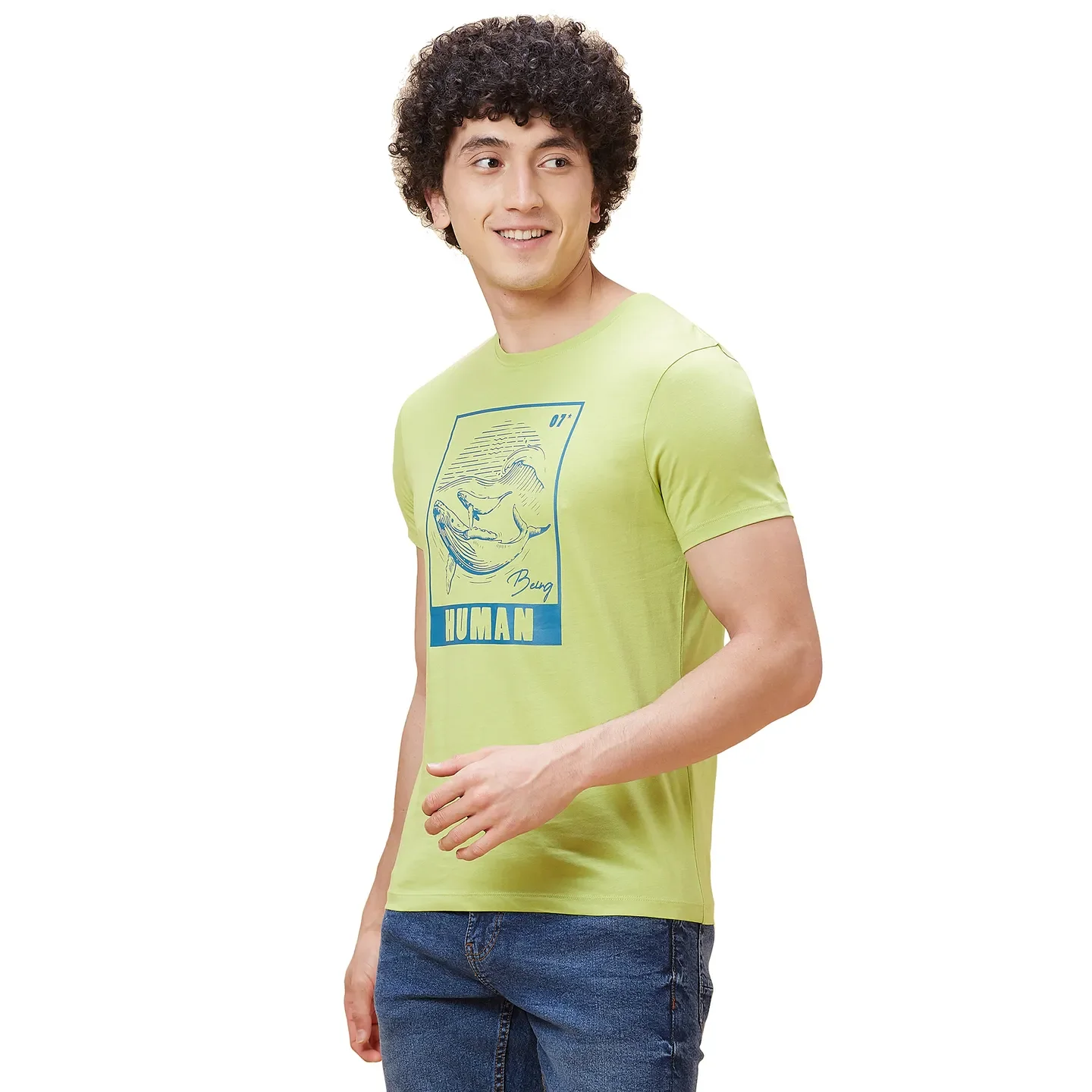 Green Regular Fit Men's Short Sleeves T-Shirt by Being Human Clothing - Image 4
