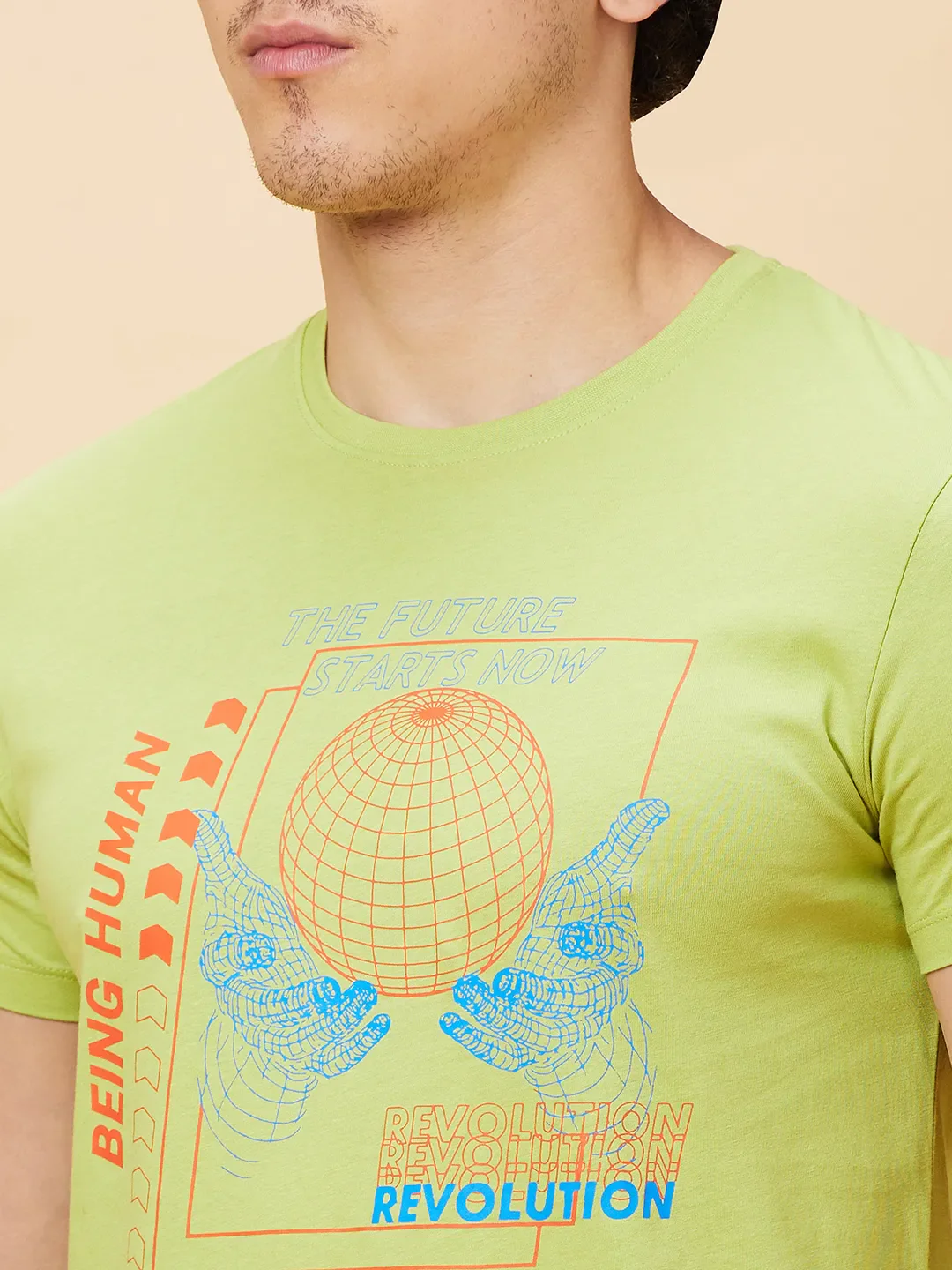 Green Regular Fit Men's Short Sleeves T-Shirt by Being Human Clothing - Image 5