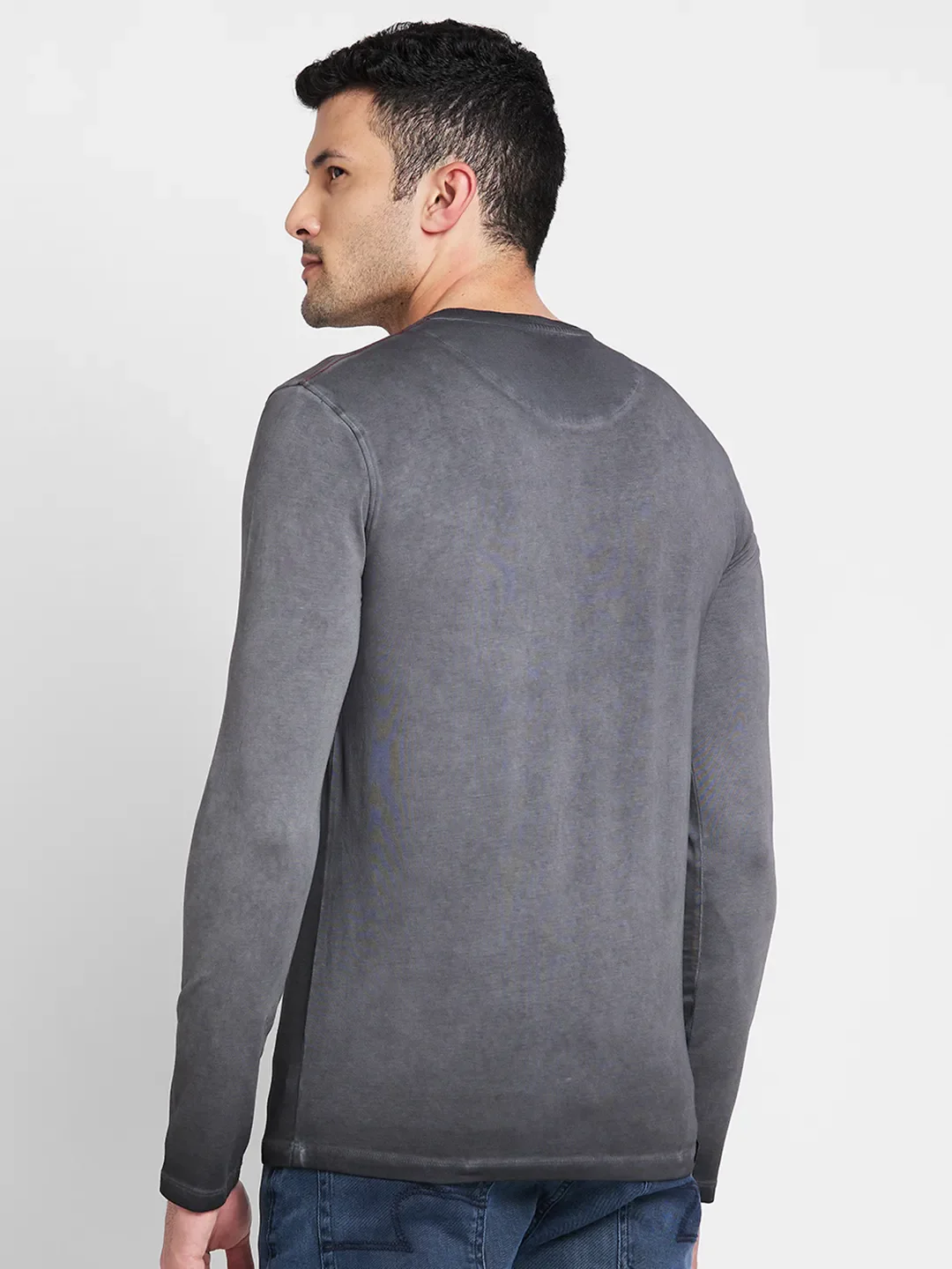 Grey Regular Fit Men's Long Sleeves T-Shirt by Being Human Clothing - Image 4