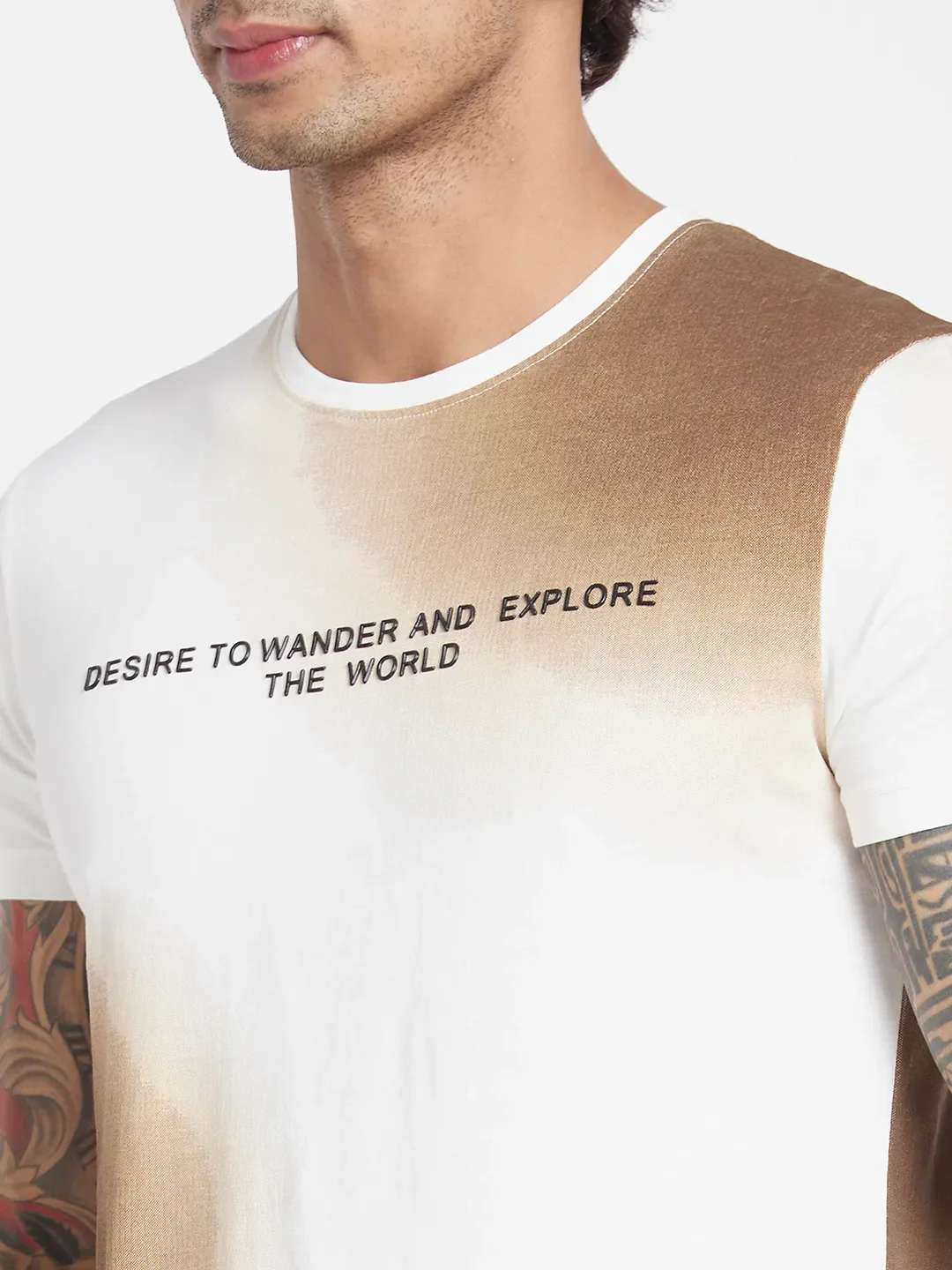 White Regular Fit Men's Short Sleeves T-Shirt by Being Human Clothing - Image 5