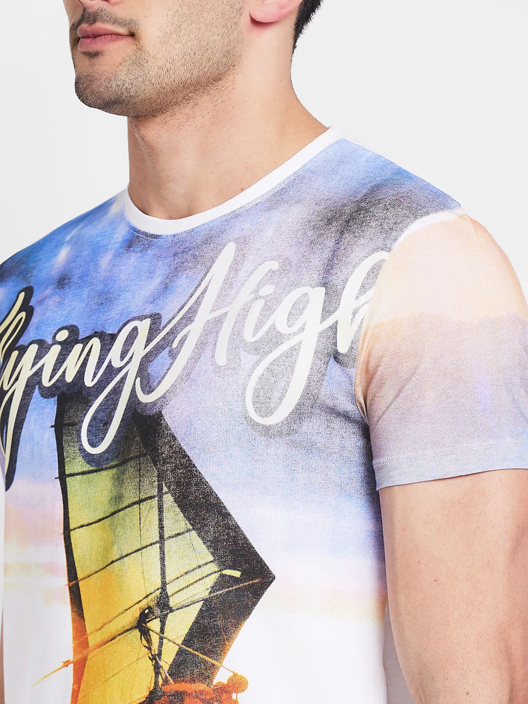 Snow White Regular Fit Round Neck Men's T-Shirt by Being Human Clothing - Image 5