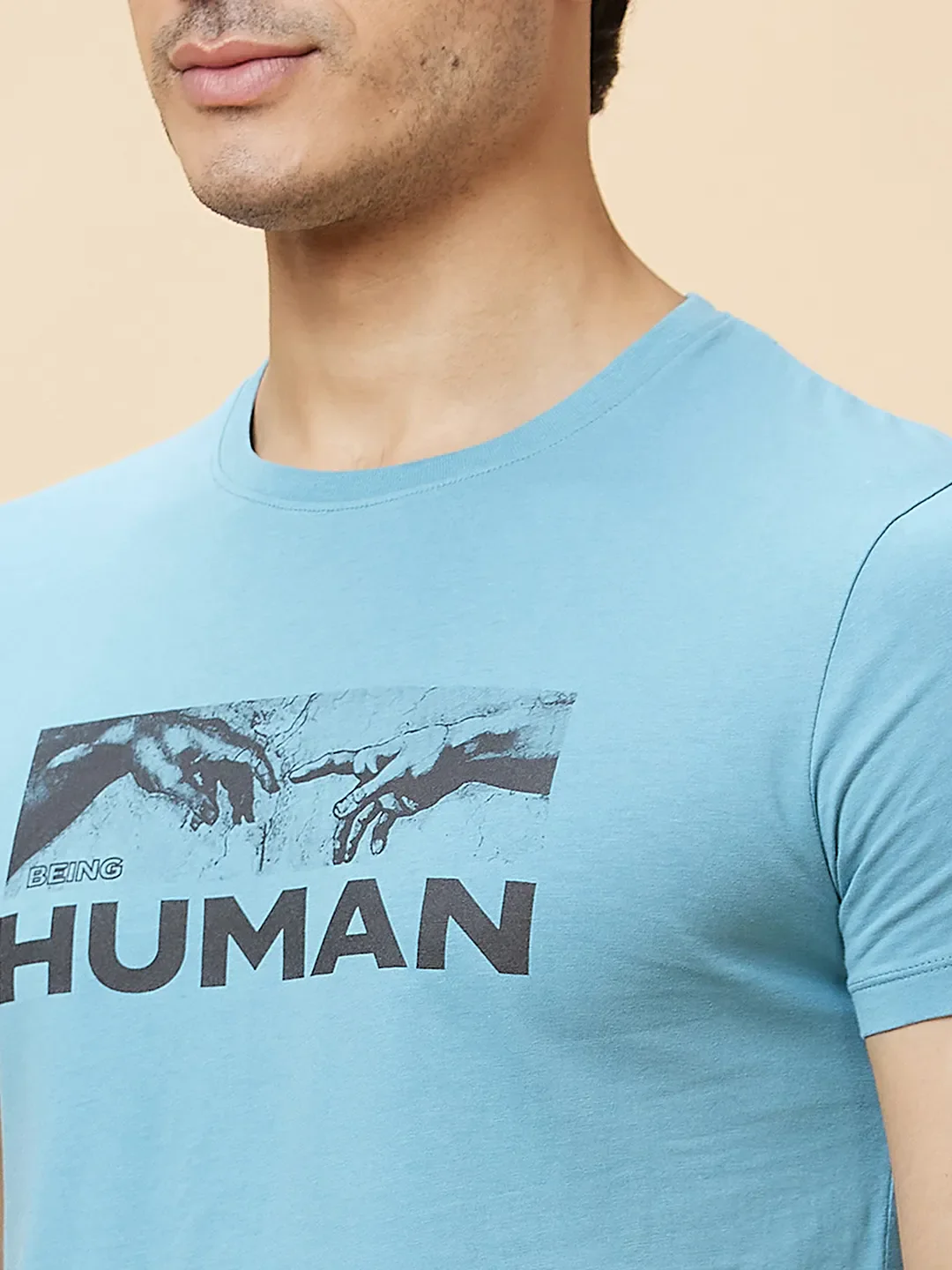 Blue Regular Fit Men's Short Sleeves T-Shirt by Being Human Clothing - Image 5