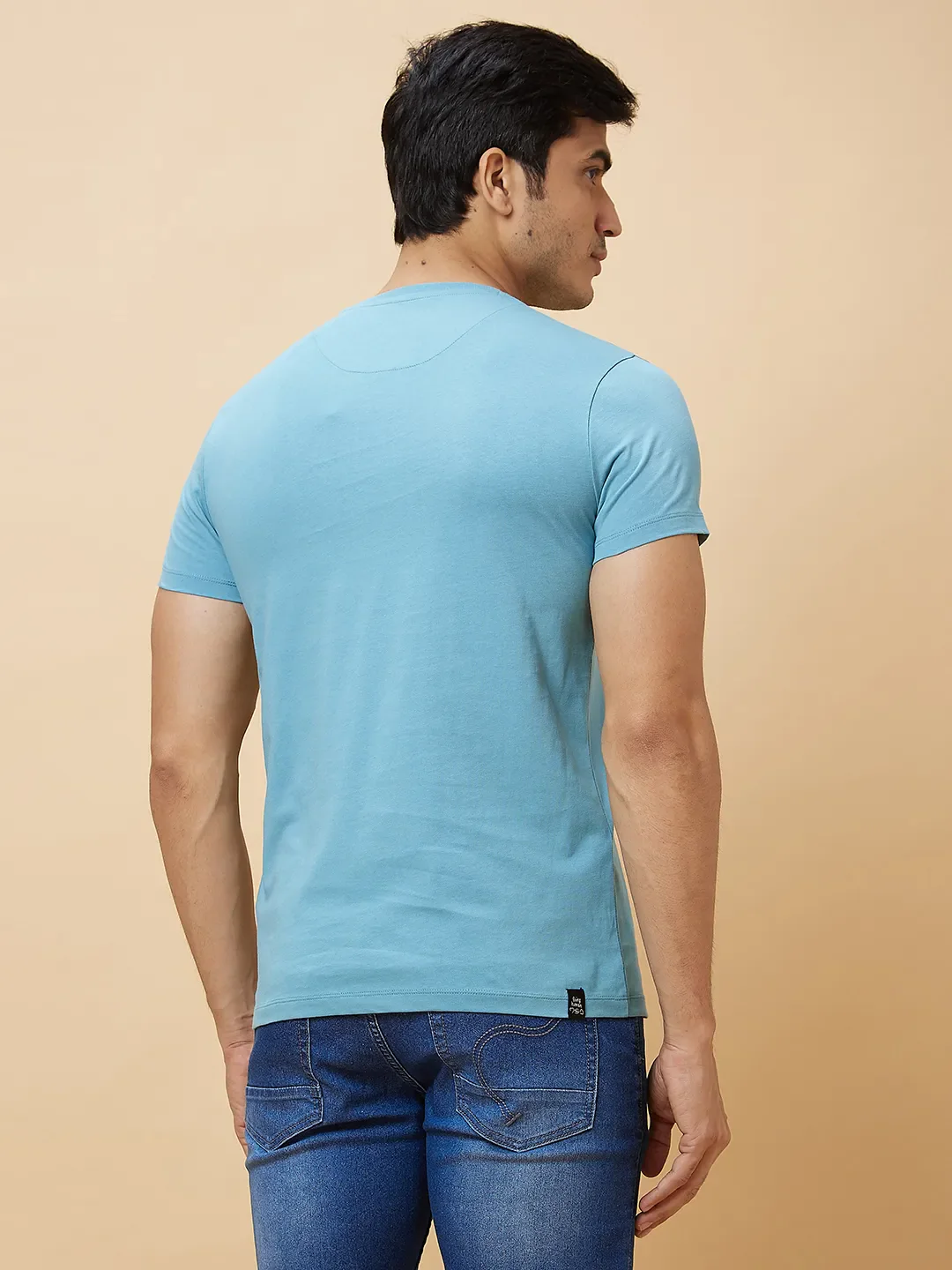 Blue Regular Fit Men's Short Sleeves T-Shirt by Being Human Clothing - Image 3