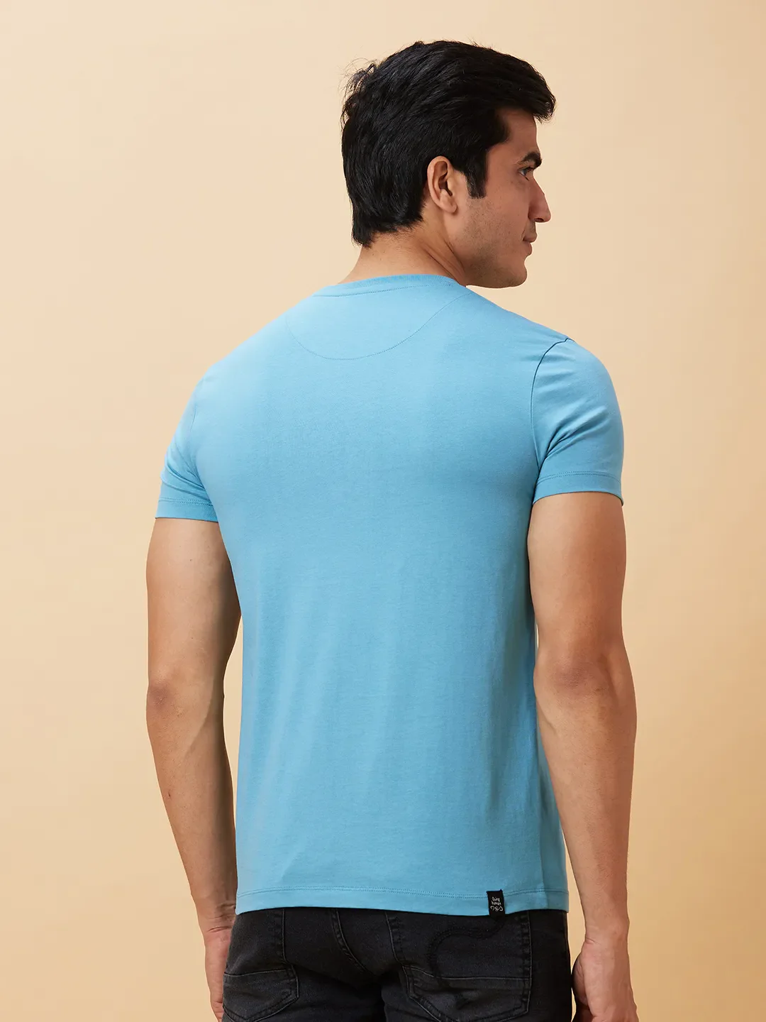 Blue Regular Fit Men's Short Sleeves T-Shirt by Being Human Clothing - Image 2