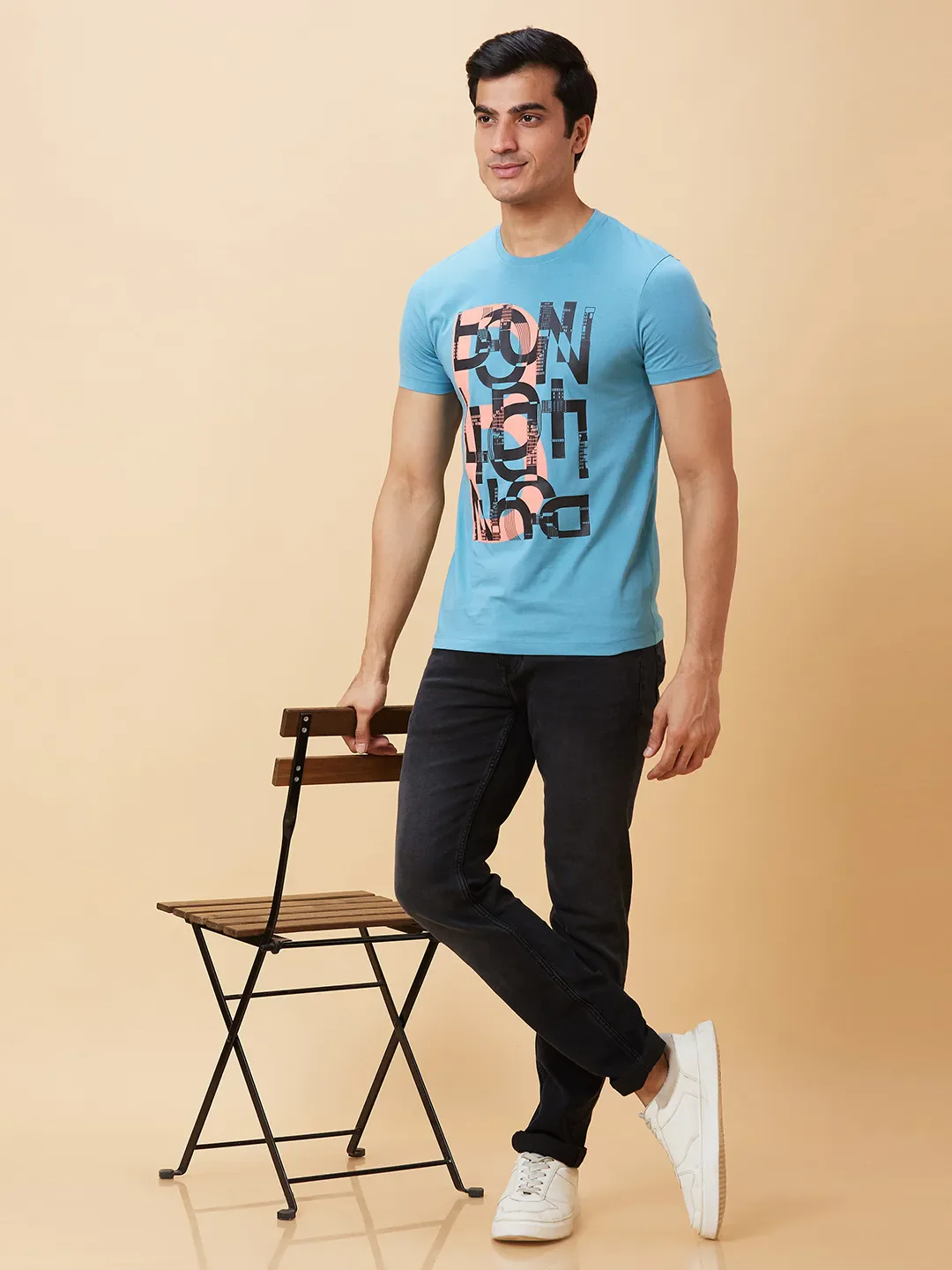 Blue Regular Fit Men's Short Sleeves T-Shirt by Being Human Clothing - Image 5
