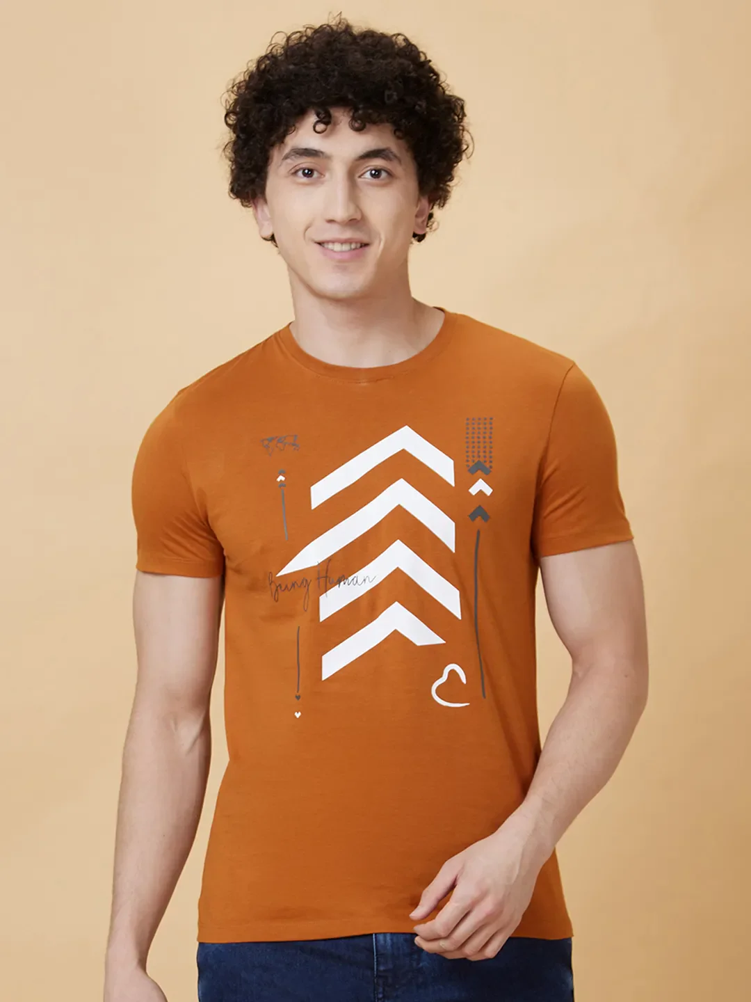 Brown Regular Fit Men's Short Sleeves T-Shirt by Being Human Clothing - Image 6