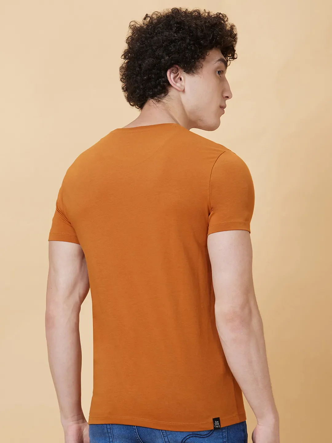 Brown Regular Fit Men's Short Sleeves T-Shirt by Being Human Clothing - Image 2
