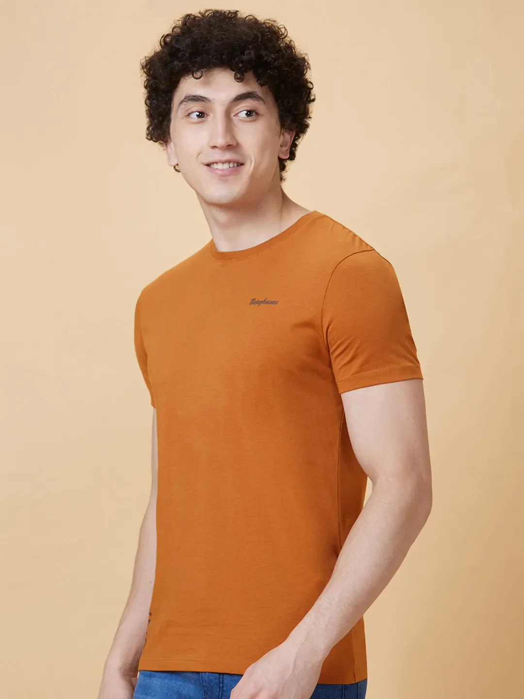 Brown Regular Fit Men's Short Sleeves T-Shirt by Being Human Clothing - Image 3