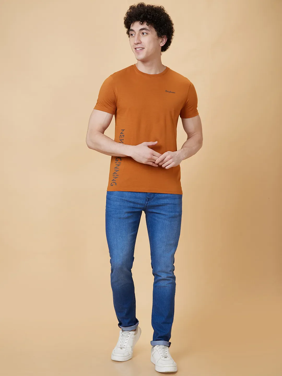 Brown Regular Fit Men's Short Sleeves T-Shirt by Being Human Clothing - Image 5
