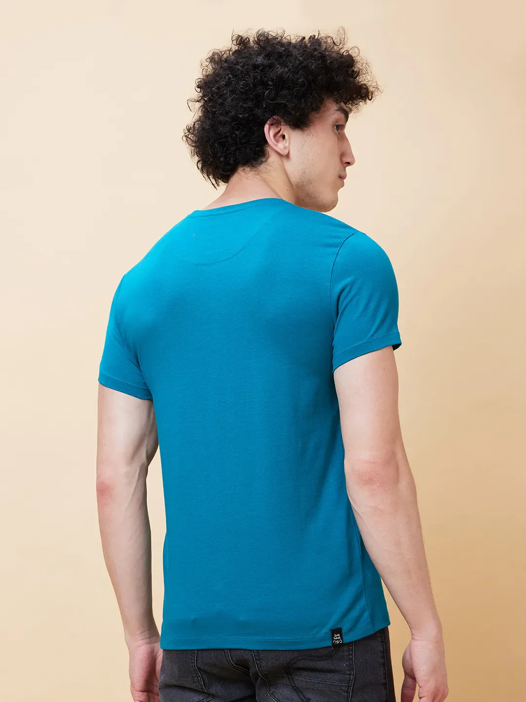 Blue Regular Fit Men's Short Sleeves T-Shirt by Being Human Clothing - Image 3