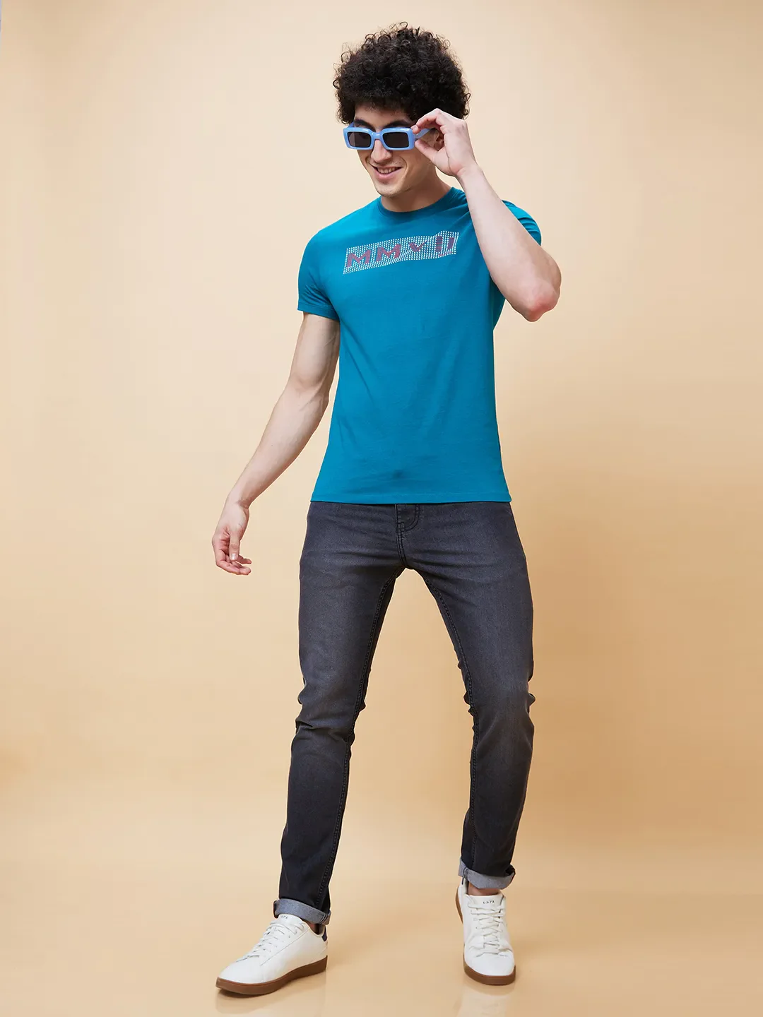 Blue Regular Fit Men's Short Sleeves T-Shirt by Being Human Clothing - Image 6