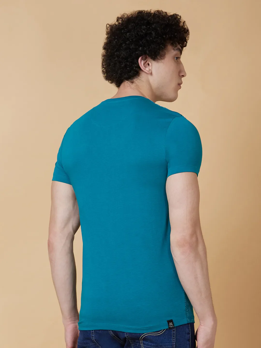 Blue Regular Fit Men's Short Sleeves T-Shirt by Being Human Clothing - Image 3