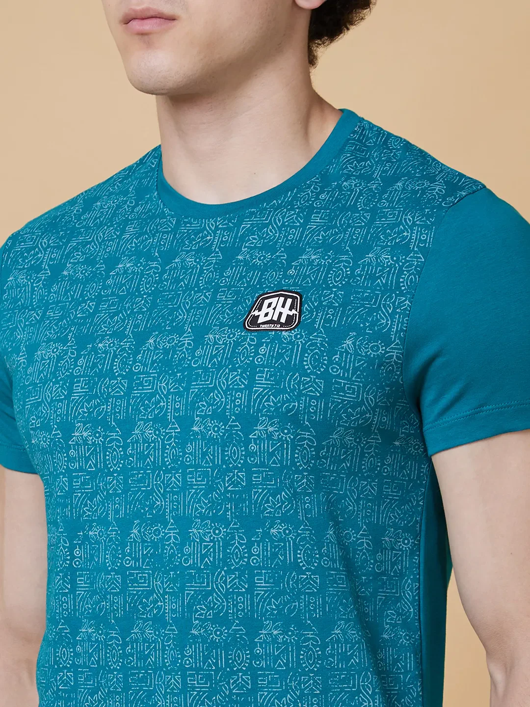Blue Regular Fit Men's Short Sleeves T-Shirt by Being Human Clothing - Image 5