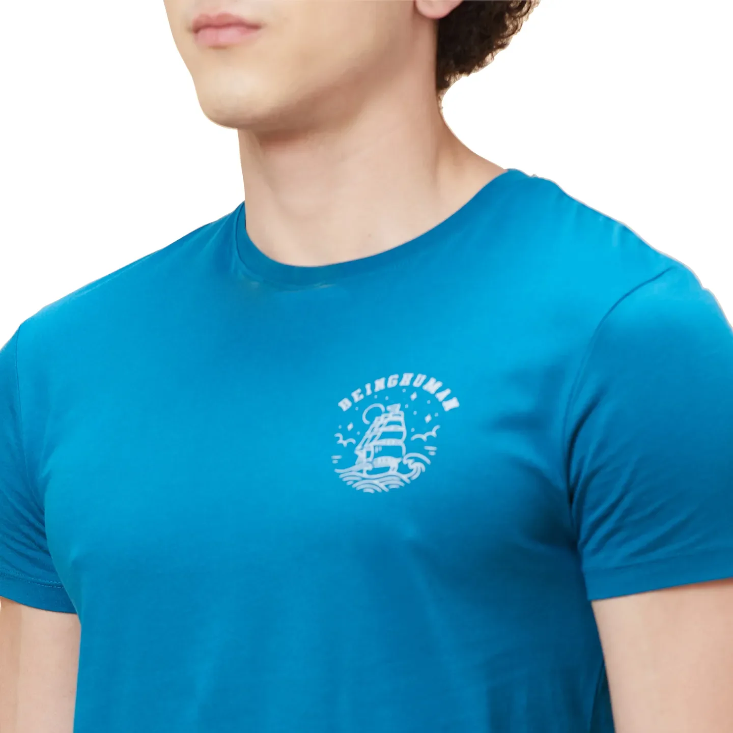 Blue Regular Fit Men's Short Sleeves T-Shirt by Being Human Clothing - Image 5