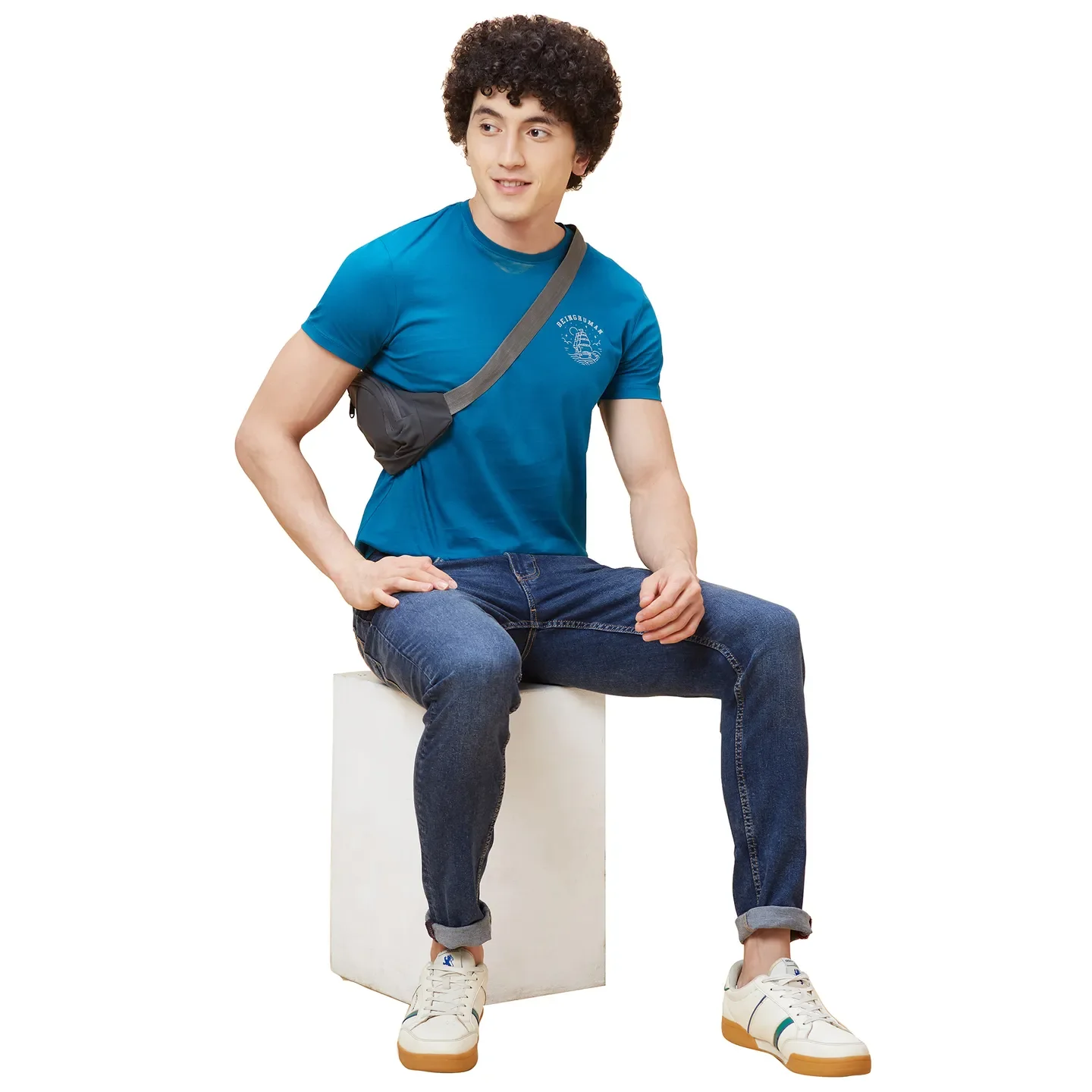 Blue Regular Fit Men's Short Sleeves T-Shirt by Being Human Clothing - Image 6