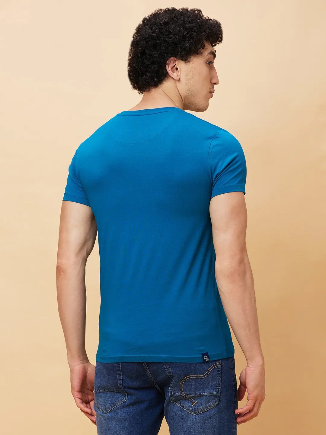Teal Regular Fit Round Neck Men's T-Shirt by Being Human Clothing - Image 3