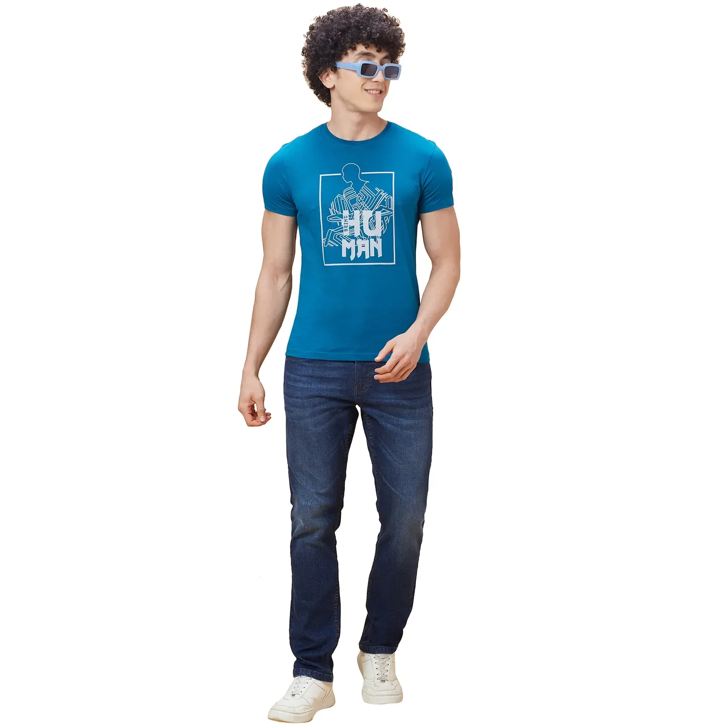 Blue Regular Fit Men's Short Sleeves T-Shirt by Being Human Clothing - Image 6