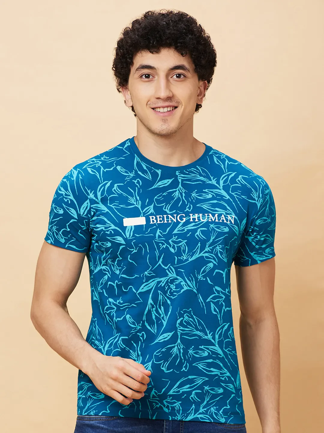 Blue Regular Fit Men's Short Sleeves T-Shirt by Being Human Clothing