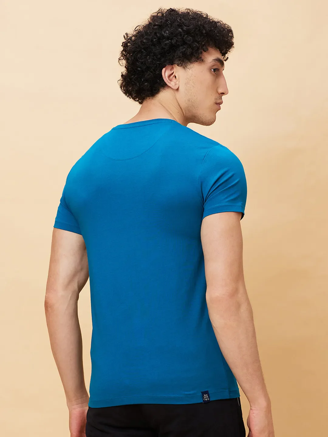 Blue Regular Fit Men's Short Sleeves T-Shirt by Being Human Clothing - Image 3
