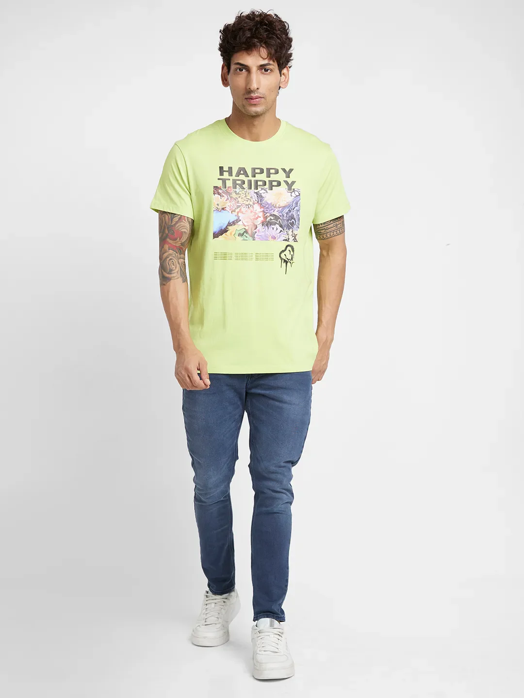 Green Regular Fit Round Neck Men's T-Shirt by Being Human Clothing - Image 2