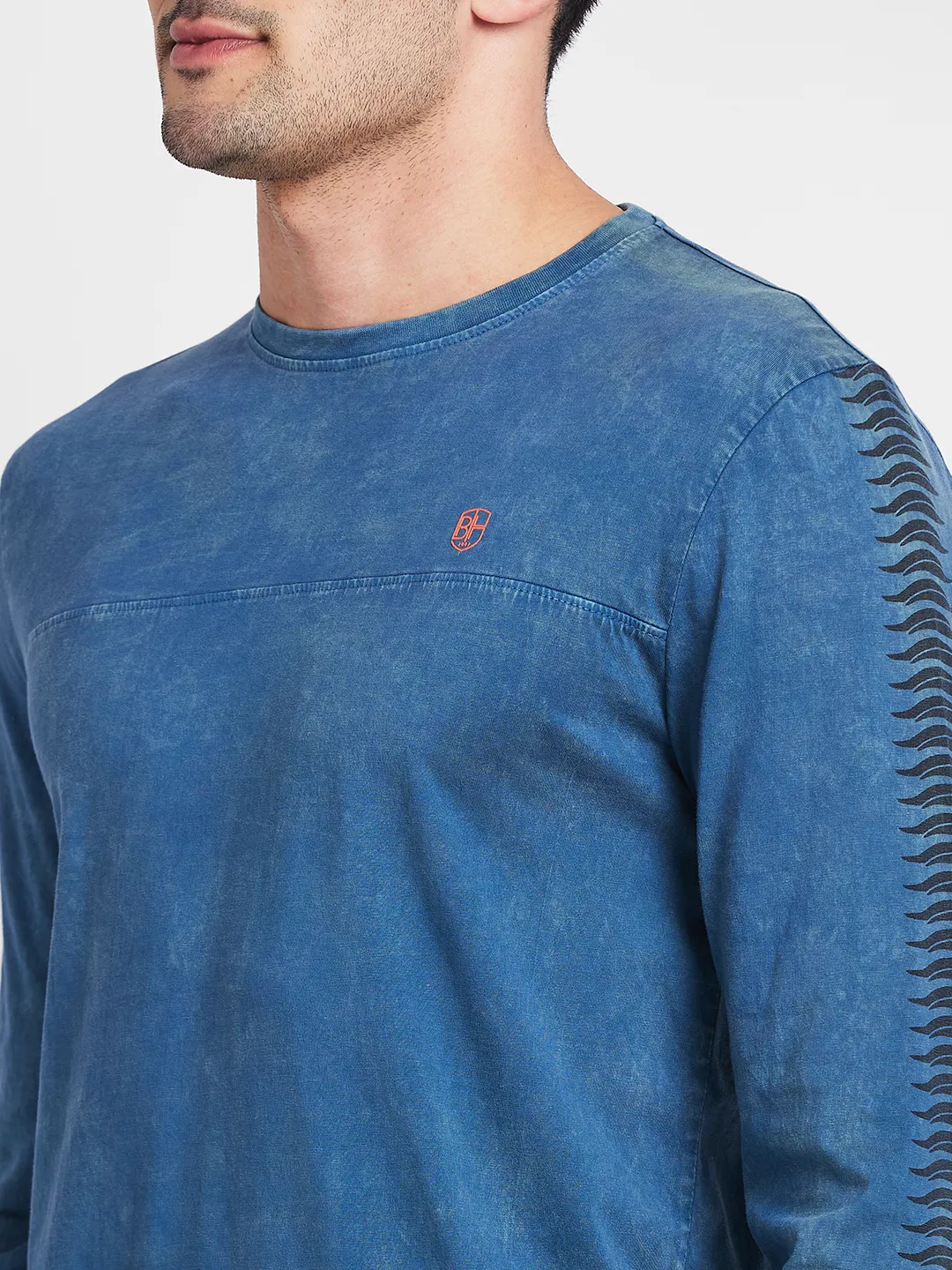 Tile Blue Regular Fit Round Neck Men's T-Shirt by Being Human Clothing - Image 5