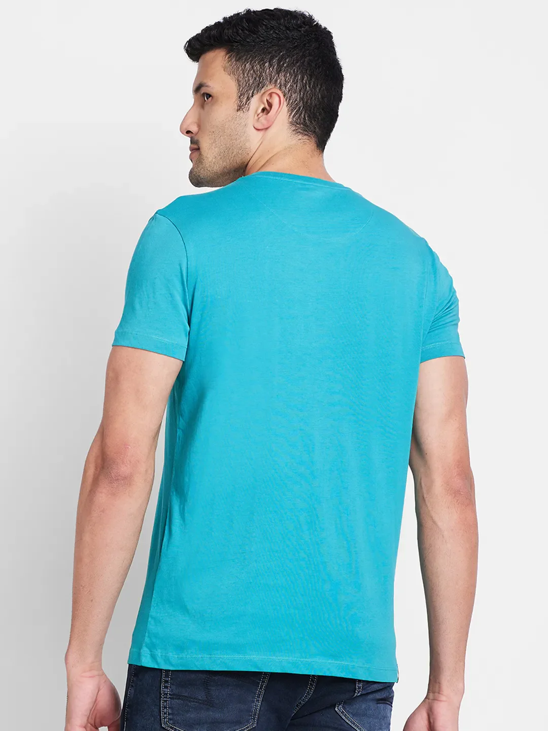 Tile Blue Regular Fit Round Neck Men's T-Shirt by Being Human Clothing - Image 3