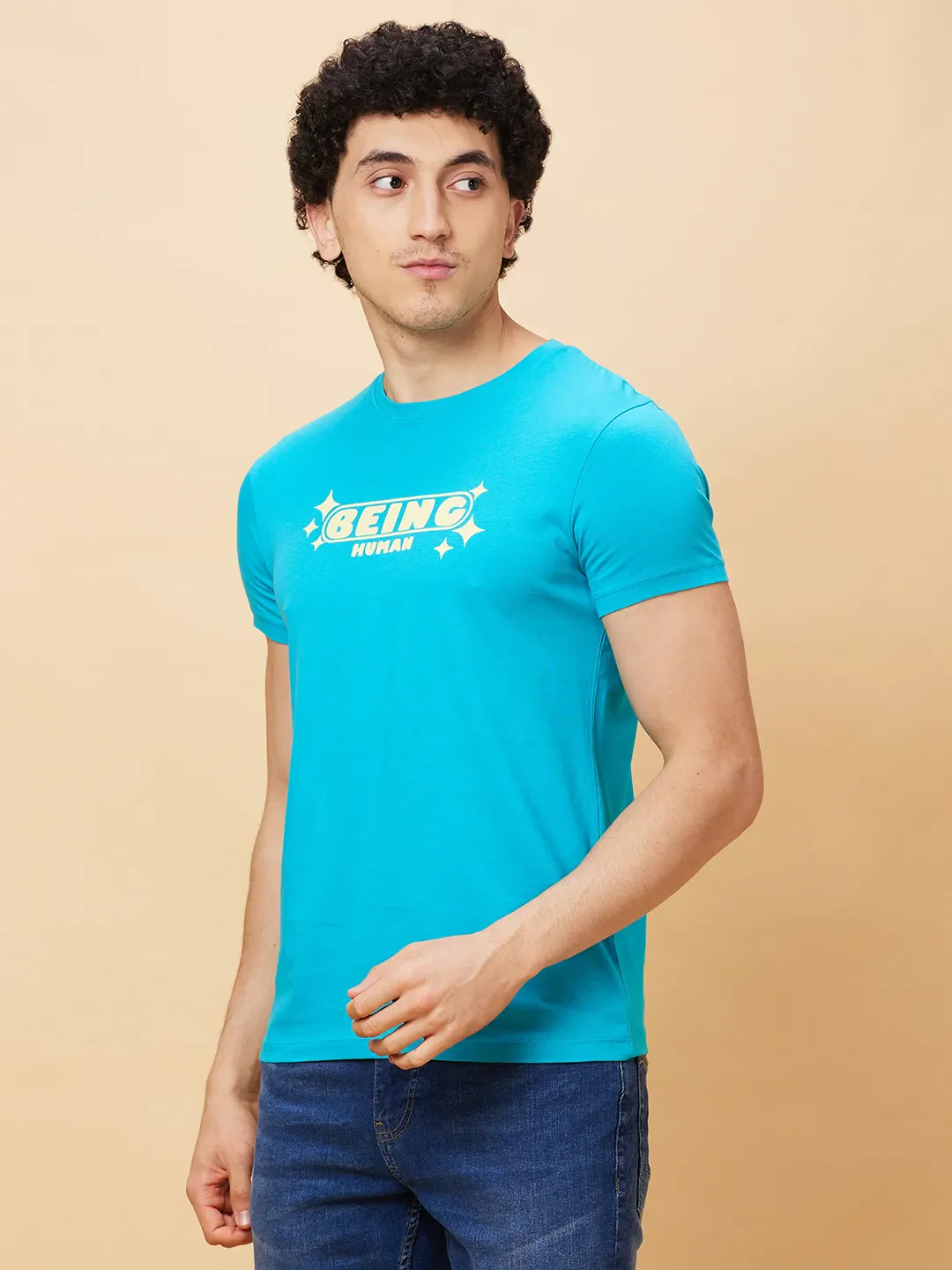 Green Regular Fit Men's Short Sleeves T-Shirt by Being Human Clothing - Image 4
