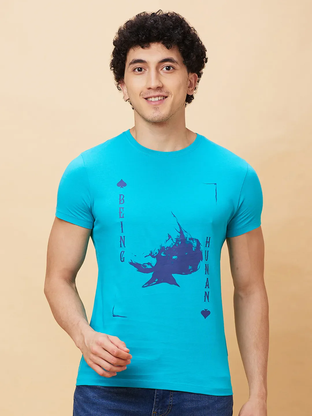 Green Regular Fit Men's Short Sleeves T-Shirt by Being Human Clothing