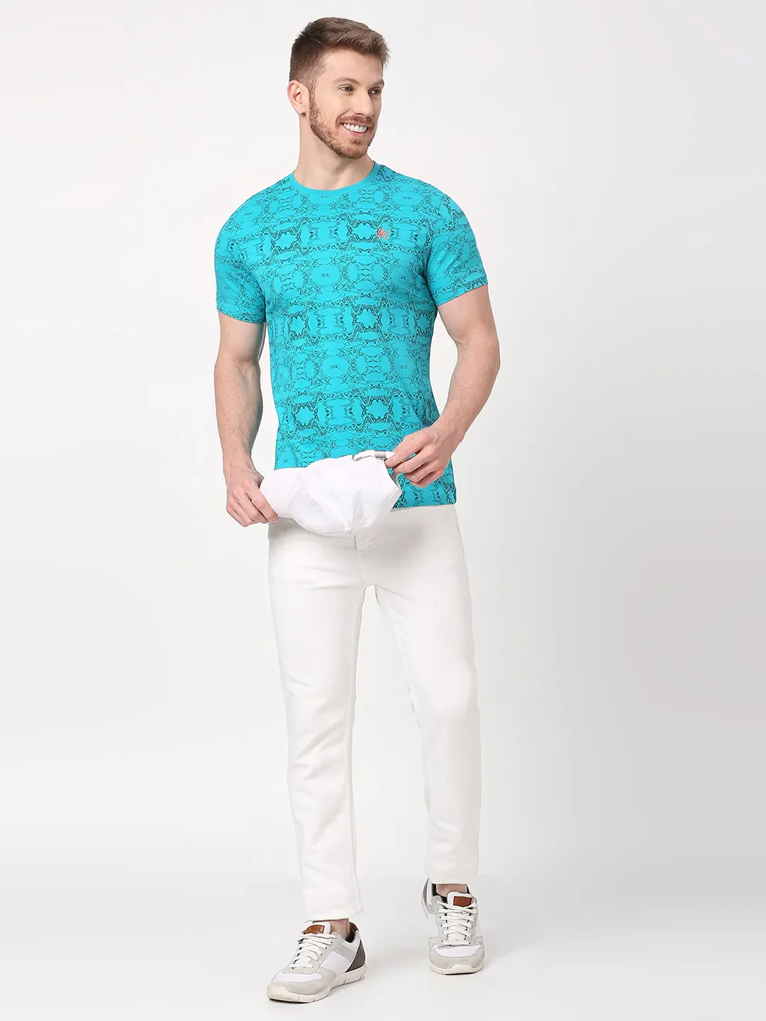 Viridian Green Regular Fit Round Neck Men's T-Shirt by Being Human Clothing - Image 6