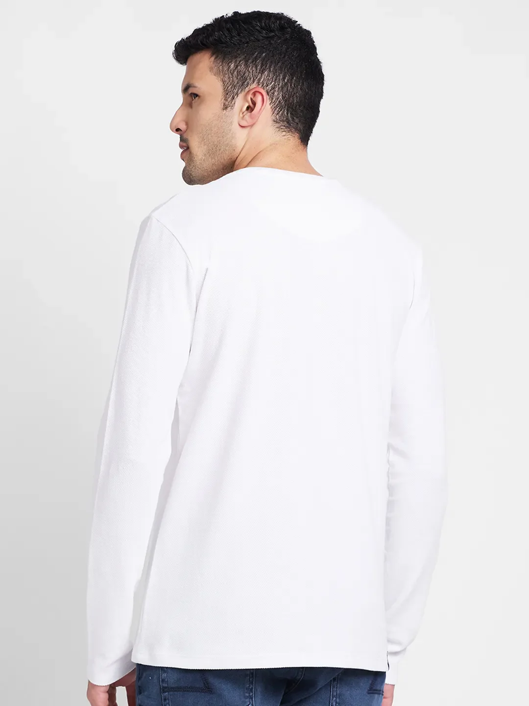 White Regular Fit Round Neck Men's T-Shirt by Being Human Clothing - Image 3