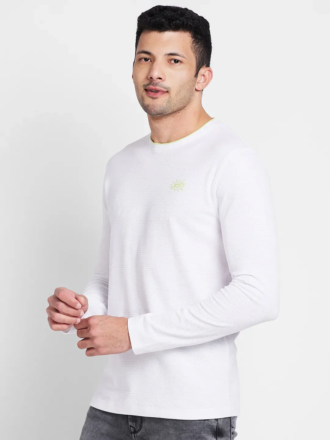 White Regular Fit Men's Long Sleeves T-Shirt by Being Human Clothing - Image 4