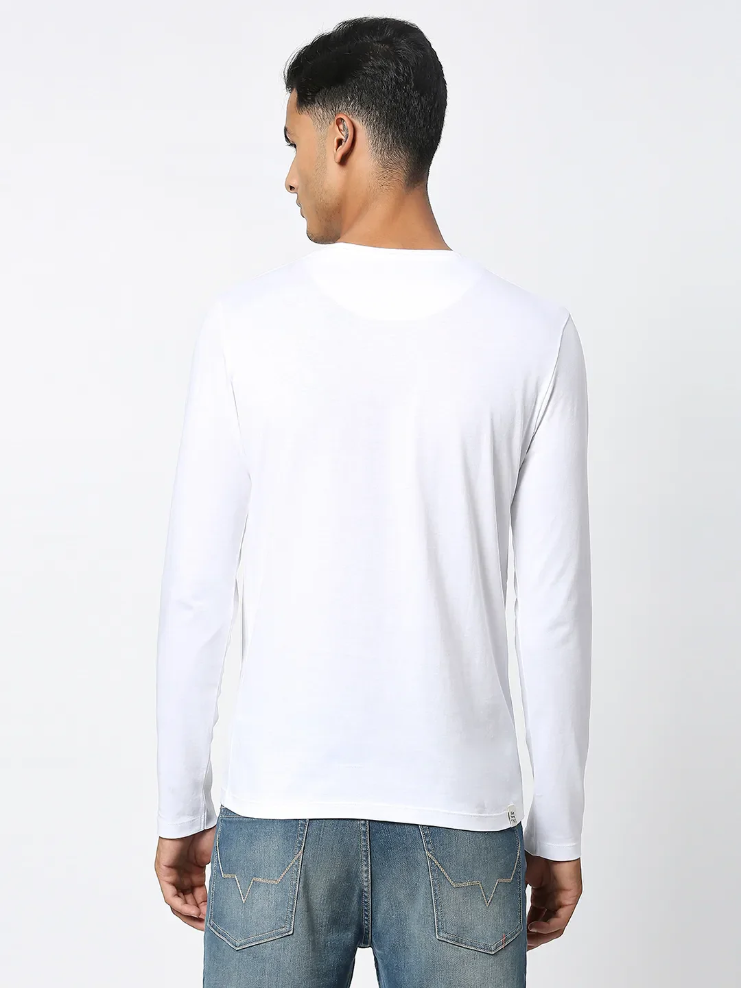 White Regular Fit Men's Long Sleeves T-Shirt by Being Human Clothing - Image 4