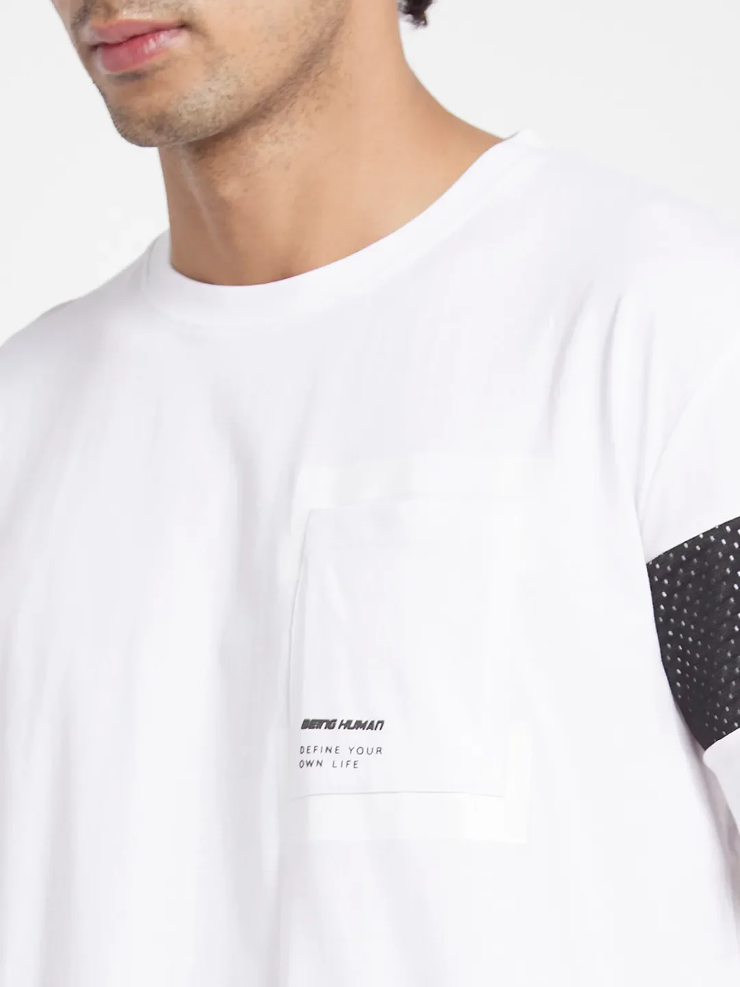 White Regular Fit Round Neck Men's T-Shirt by Being Human Clothing - Image 4