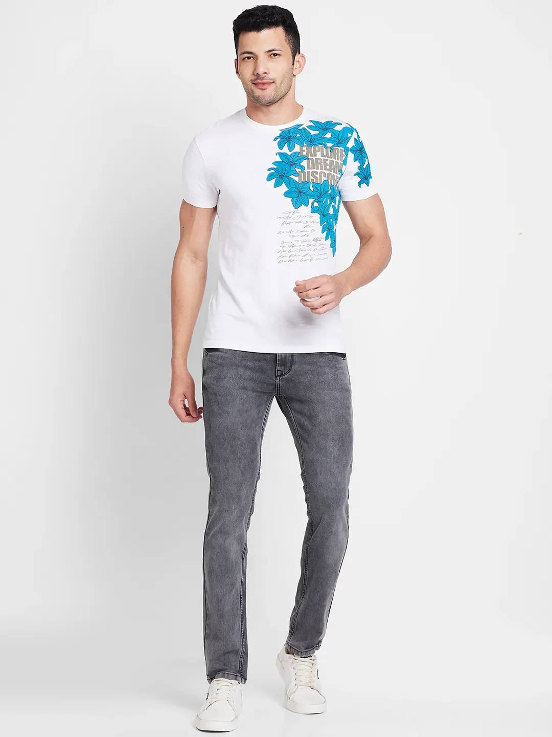 White Regular Fit Round Neck Men's T-Shirt by Being Human Clothing - Image 2