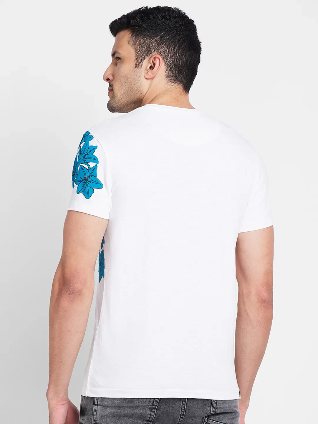 White Regular Fit Round Neck Men's T-Shirt by Being Human Clothing - Image 3