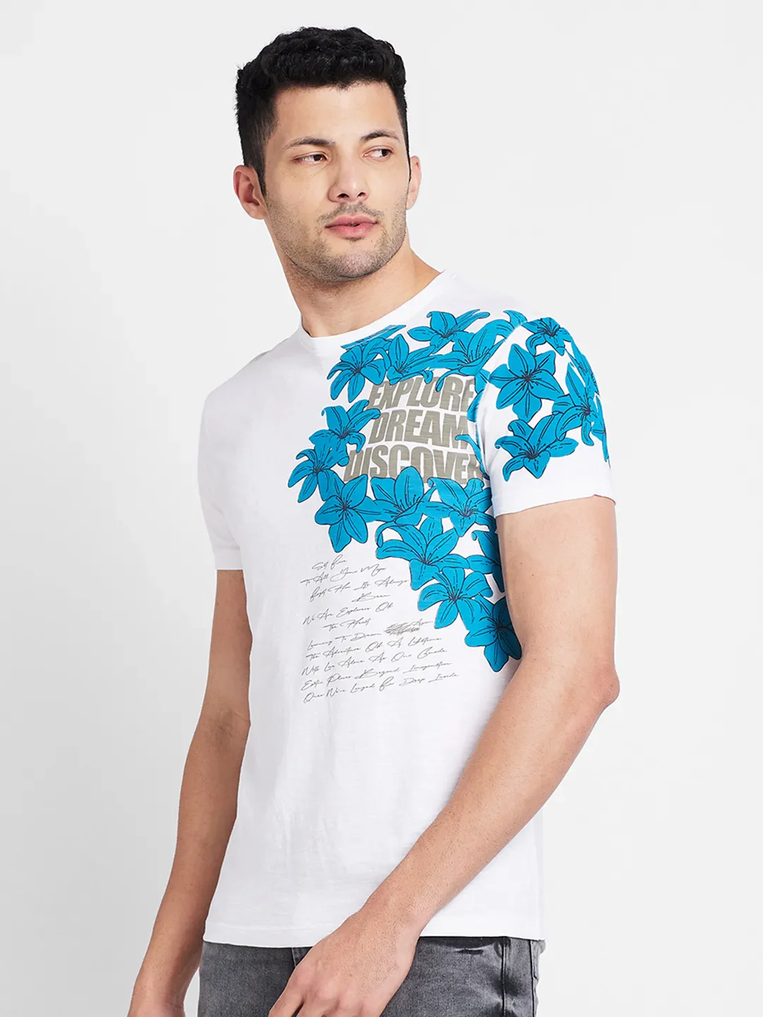 White Regular Fit Round Neck Men's T-Shirt by Being Human Clothing - Image 4